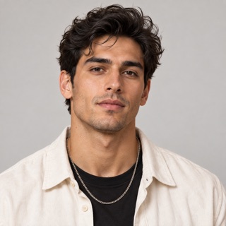 Fictional adult portrait used for the left performer